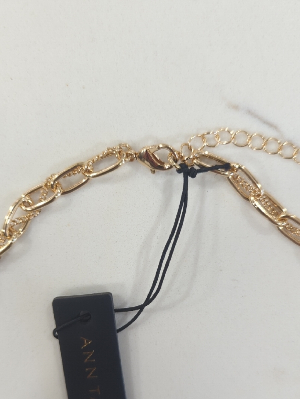 Ann Taylor Gold Chain In Chain Necklace with Pale Blue Crystal Drops - Picture 5 of 9